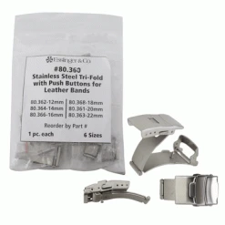 Watch Band Clasp Stainless Steel Tri Fold With Push Button Clasps For Leather Bands Assortment