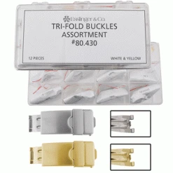 Watch Band Clasp Kit Stainless Steel And Yellow Tri Fold Buckles With Security Catch Clasp Assortment 12 Pieces