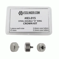 Double O-Ring Waterproof Watch Crown Assortment 83.015 Stainless Steel 12 Pieces