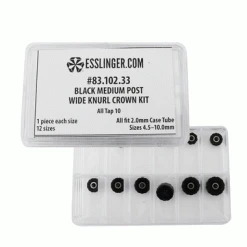 Waterproof Medium Post Wide Knurl Quartz Watch Crown Assortment Black To Fit 2.0mm Case Tubes