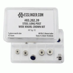 Waterproof Long Post Wide Knurl Quartz Watch Crown Assortment Steel To Fit 2.0mm Case Tubes